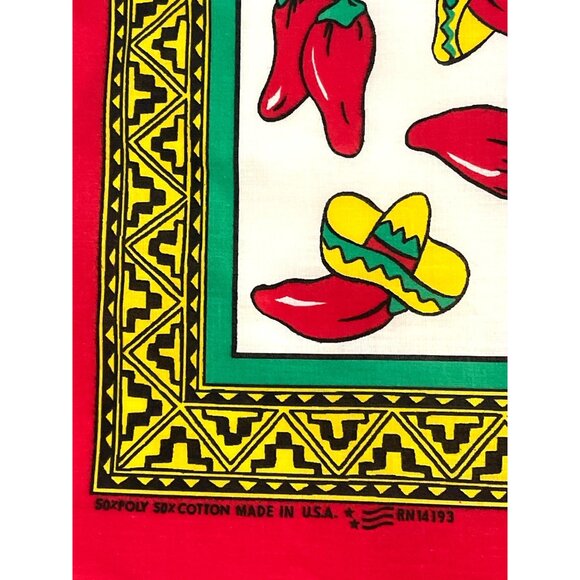 Red Hot Jalapeno Chili Pepper Bandana Scarf Handkerchief Southwestern NWT VTG - Picture 4 of 8